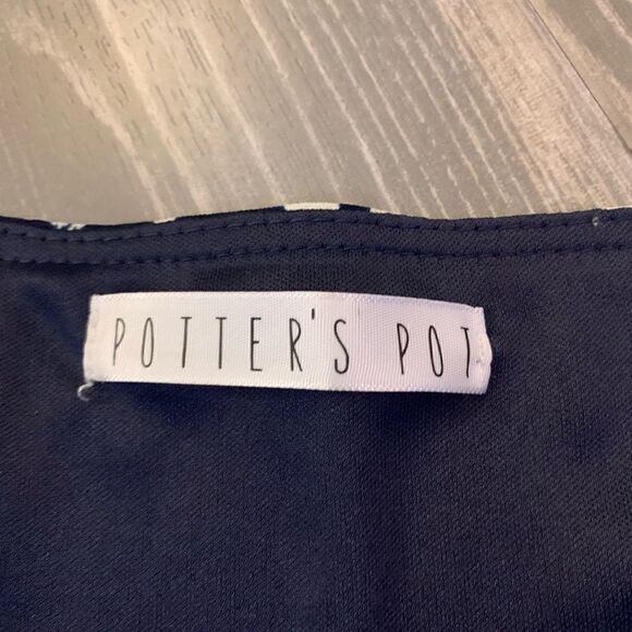 NWOT dark navy spotted high waist midi skirt - Picture 5 of 5